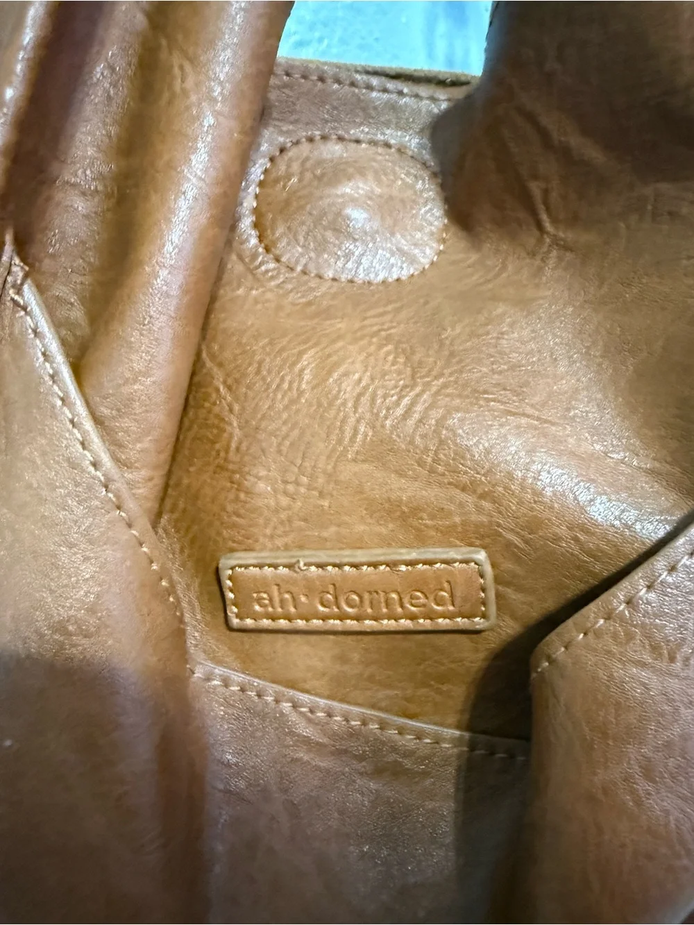Ah!dorned Tan Studded Hobo Crossbody Bag